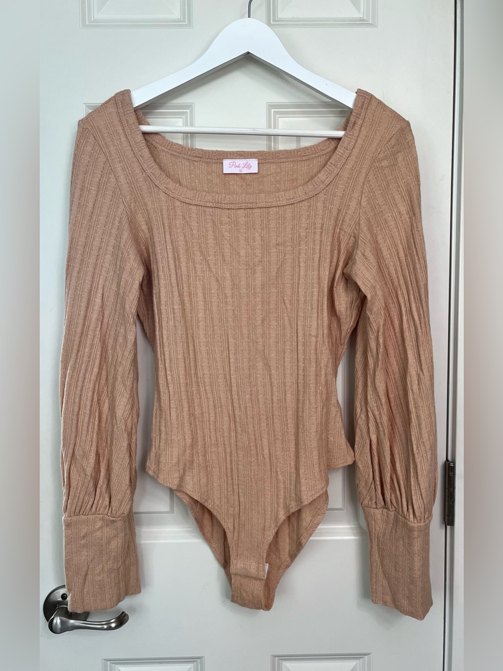 Pink Lily Ribbed Long Sleeve Bodysuit NWOT